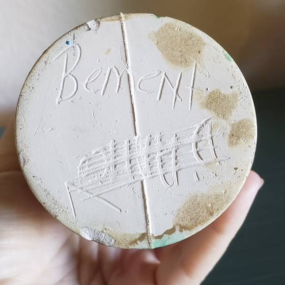 Vintage Cream & Green Mottled Hand Glazed Mid-Century Modern 70s Pre-formed Vase - Picture 8 of 8